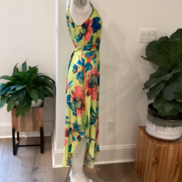 NWT MSK Womens Wide Leg Floral Romper Jumpsuit Dress Lime/ Muilticolored Sz S - Picture 7 of 15